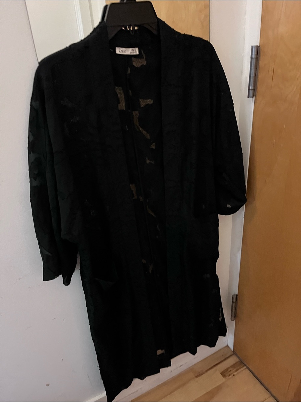 Dex Black Kimono-Style long cardigan duster with belt XS